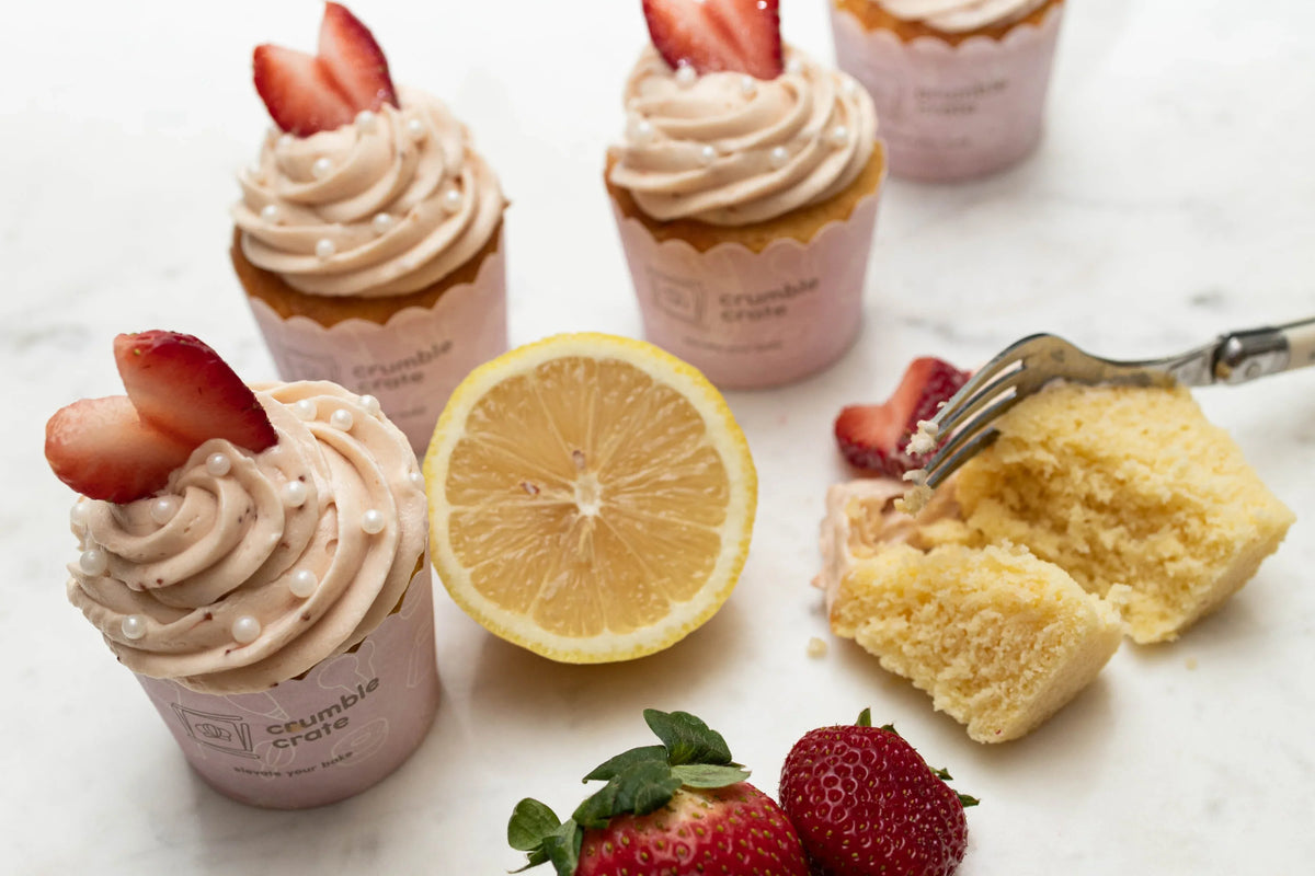 Lemon Cupcakes With Strawberry Buttercream Refill Pack by Crumble Crate