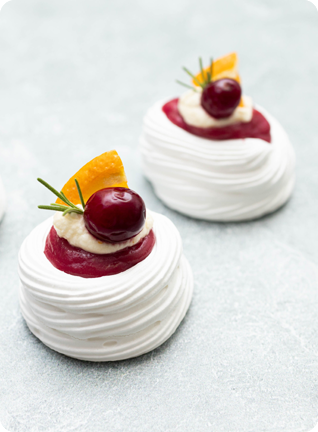 Mini Orange and Cranberry Pavlovas