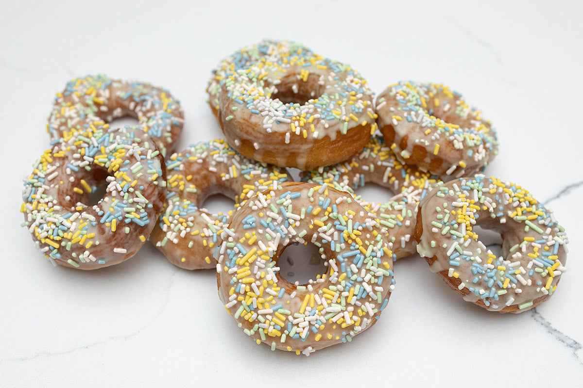 Vanilla Glazed Funfetti Donuts by Crumble Crate