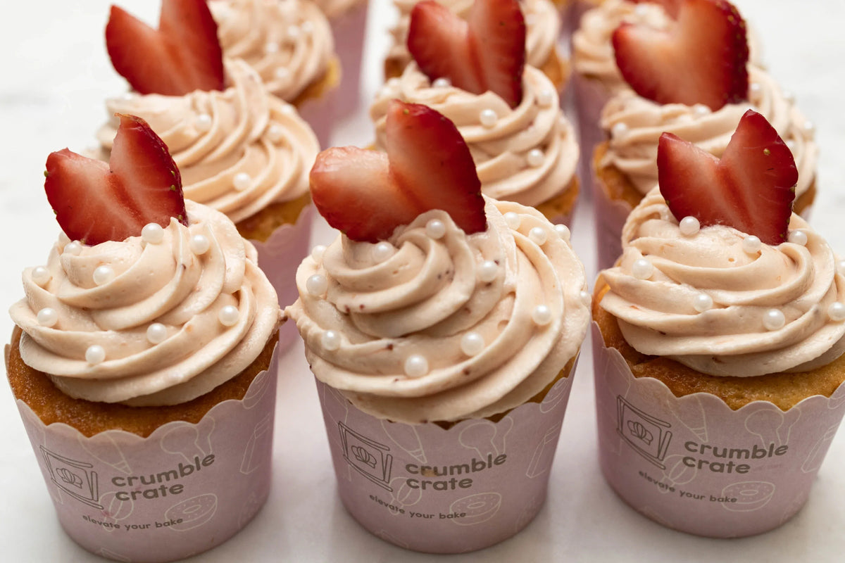 Lemon Cupcakes With Strawberry Buttercream by Crumble Crate